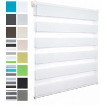 1 pièce Store Enrouleur Double Fixation Rapide sans perçage, 85x130cm, Store Jour et Nuit Isolant Thermique, Blanc - Woltu