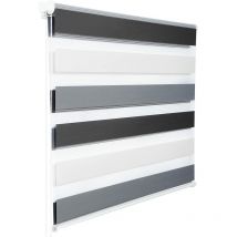 1 pièce Store Enrouleur Double, Fixation Rapide sans perçage, Isolant Thermique, 55x150cm, Blanc+Gris+Anthracite DR5616m2 - Woltu
