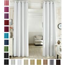 1 pièce Rideau occultant en Polyester, Rideau Opaque Suspension à œillets, 135x225cm, Blanc, VH5866ws - Woltu