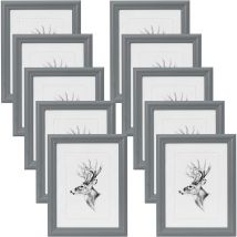 Woltu - 10 pièces Cadre de Photo en Bois, Artos Style Façade en Verre, 21x29, 7cm A4, Gris BRU9894gr-10