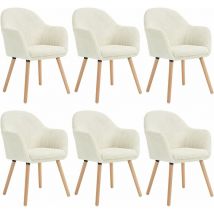 6x Corduroy Dining Chairs Accent Chair Armchair with Solid Wood Legs Living Room Cream - Woltu
