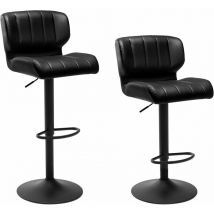 2x Bar Stools. Height Adjustable Breakfast Barstools with Swivel Gas Lift and Footrest.Black - Black - Woltu
