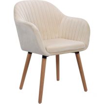 1x Kitchen dining chairs Living Room Corner chairs with Velvet Solid Wood Cream - Woltu
