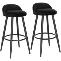 2x Tall Bar stools. Bar chairs with Backrest. Kitchen stools. Breakfast stools - Black - Woltu
