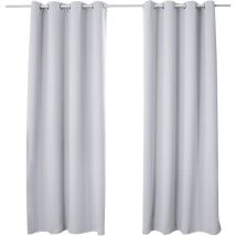 Woltu - Lot de 2 Rideaux occultant à Oeillets, Rideau Isolant intérieur 135x225cm, Gris Blanc VH5878ws-2