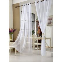 2 pièce Rideau Voilage Transparent à Oeillets, décoration pour fenêtre, 140x145 cm, Blanc - Woltu