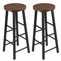 WOLTU 2 x bar stools Retro Breakfast Kitchen Bar High chairs MDF Seat Metal Legs Dark Beech