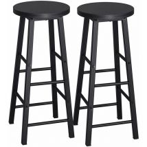 2 x bar stools Retro Breakfast Kitchen Bar High chairs mdf Seat Metal Legs Black - Woltu