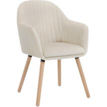 Chaise de salle à manger Woltu Chaise de Cuisine - Siège en velours - Pieds en bois massif - Crème