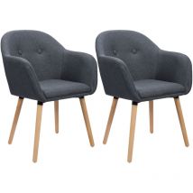 Lot de 2 Chaises de salle à manger Woltu Chaise de cuisine, Siège en lin, Pied en bois massif, Gris foncé