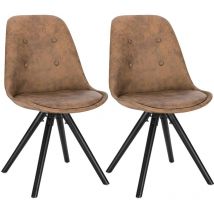 Lot de 2 Chaisess de salle à manger Woltu Chaises de cuisine, Siège en tissu scientifique, Pieds en bois massif, Brun Foncé