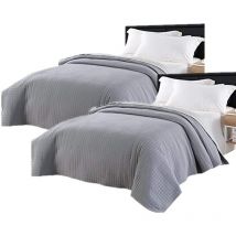 2 x Couvre-Lits matelassé Woltu Couverture rembourré de Lit Flannel, 170x210cm, Gris+Gris Clair