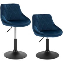 Lot de 2 Tabourets de bar Woltu siège bien rembourré en velours, Hauteur réglable pieds en métal, Bleu