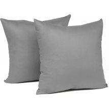 Woltu - 2X Funda de Cojín 100% Algodón con Cremallera Juego de 2 Funda de Cojín Funda de Almohada Funda de Paquete Doble 30x50 cm Gris Oscuro