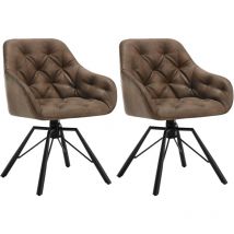 2x Poltroncina/Sedia Imbottita Sala da Pranzo Girevole a 360° Attesa Moderna in pu Elegante con Braccioli, Marrone - Woltu