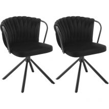 2x Sedie da Pranzo Moderne Girevole in Velluto Sedie da Cucina Imbottita con Schienale Intrecciato+Gambe in Metallo per Soggiorno,Nero - Woltu