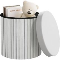 1x Stool- round, padded, velvet mdf, storage space - bar stool, dressing table chair, dressing table stool,38x38x36 cm, Light Grey - Woltu