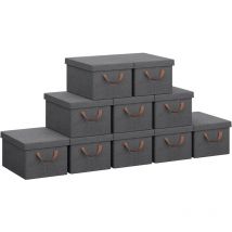 Woltu - 10x 51L Storage Boxes, Stackable Design Storage Chests Grey