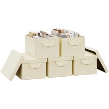 Woltu - 5x 27L Storage Boxes, Stackable Design Storage Chests Cream