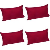 4 pièces Taies d'Oreillers en Coton, Housse d'oreiller avec Fermeture éclair, 30x50cm, Bordeaux - Woltu
