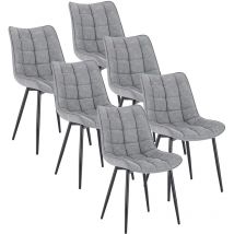 6Pcs dining chairs Living Room chairs Faux Leather with Padded Seat chairs Grey - Woltu