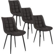 Lot de 4 Chaises de Salle à Manger Woltu Chaise de Cuisine, Assise rembourrée en Similicuir épais, Pieds en métal, Anthracite