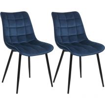 Lot de 2 Chaises de salle à manger WOLTU, Chaise de cuisine, Siège en velours, Pieds en métal, Bleu