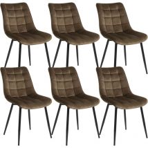 Woltu - Lot de 6 Chaises de Salle à Manger Chaises de cuisine, Siège en velours, Pieds en métal, Brun