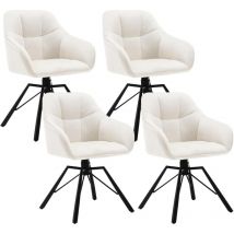 Woltu - 4x Silla de Comedor Decorativas Tapizadas en Terciopelo Transpirable con Respaldo Ergonómico Reposabrazos y Patas de Metal 58x54x82 cm Crema b