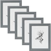 Woltu - Cadre Photo Lot de 5 Artos Style 10x15cm Cadre en Bois et Verre décoration Maison Argent