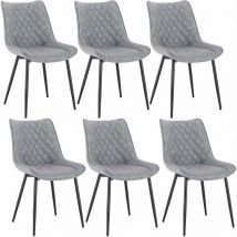 Lot de 6 Chaises de salle à manger en Similicuir Woltu 46x40, 5x85, 5cm - Pieds en métal - Charge max 100 kg - Gris
