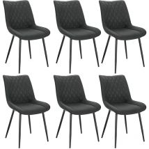 Lot de 6 Chaises de Salle à Manger Woltu siège rembourrée en tissu scientifique, Chaises de cusine, pieds en métal, Anthracite