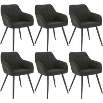 6xChaise de Salle à Manger, en Tissu Scientifique + métal, Chaise de Salon, ‎49x43x81cm, Anthracite - Woltu