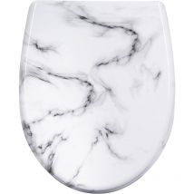 Woltu - Abattant wc avec Frein de Chute, Lunette Toilettes wc, Cuvette wc, en Plastique Duroplast, marbre blanc