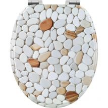 Woltu - Abattant wc, Cuvette Toilette, Abattant wc avec Frein de Chute, en mdf, Motif de Galet