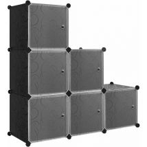Woltu - Armoire de Rangement Plastique, Meuble de Rangement Modulable, 6 Casiers, Noir