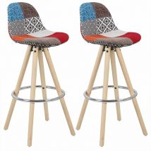 Bar stools Set of 2 pcs barstools Breakfast Kitchen Counter Wood Leg Multicolor-Fabric - Multicolor-Fabric - Woltu