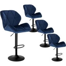 Woltu - Bar Stools Set of 4 Velvet Breakfast Counter Chairs Height Adjustable Counter High Stools for Home Bar Kitchen Restaurant, Blue
