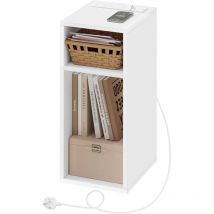 WOLTU 1x Bedside Table with Charging Outlets, 2 USB Ports,2 Sockets, 2 Open Compartments, Storage Side Table, White