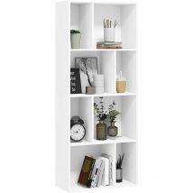 Bibliothèque en Bois d'Ingénierie Woltu tagère Rangement à 4 Niveaux, avec 8 Compartiments, 60x29x143, 5cm, Blanc