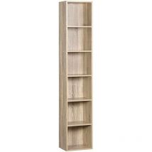 Bookcase 6 Tiers Bookshelf Cube Storage Wooden Display Shelving Unit Oak - Oak - Woltu