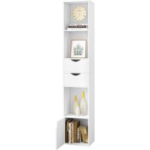 Woltu - Bookcase. Standing Shelf with Drawers. Shelf with Door. Office Shelf. Storage Shelf for Living Room. Sleeping Room. White. 30 x 158 x 24 cm