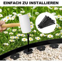 Bordure Jardin, Bordure de Jardin Flexible, Bordure Pelouse avec 30 Piquets, Longueur 10 m, Hauteur 5 cm, Noir - Woltu
