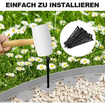 WOLTU Bordure Jardin, Bordure de Jardin Flexible, Bordure Pelouse avec 30 Piquets, Longueur 10 m, Hauteur 5 cm, Gris