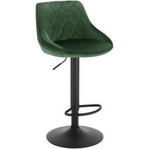 1x Breakfast bar stools Bar chairs Kitchen bar stools with Velvet Swivel Gas Dark Green - Dark Green - Woltu