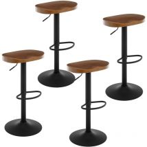 Breakfast Bar Stools Set of 4 Bar Chairs for Kitchen Counter Height Adjustable, Solid Wood, Brown - Woltu