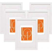 Woltu - Cadre Photo Lot de 5 pièces Blanc 20x30cm Cadre en mdf Design Simple avec Passe-Partout