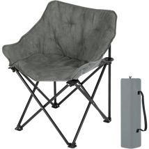 WOLTU 1x Camping Folding Chair, Comfy Plush Chairs with Portable Carry Bag for Camping, Garden, Fishing - Dark Grey