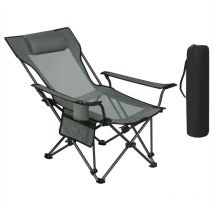 Woltu - 1x Faltbar Campingstuhl Klappstuhl Tragetasche mit Getränkehalter Seitentasche Tragetasche, Liegestuhl verstellbare Rückenlehne Angelstuhl