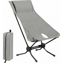 Woltu - 1x Folding Camping Chair with Carrying Bag Heavy Duty 150kg Capacity, Grey